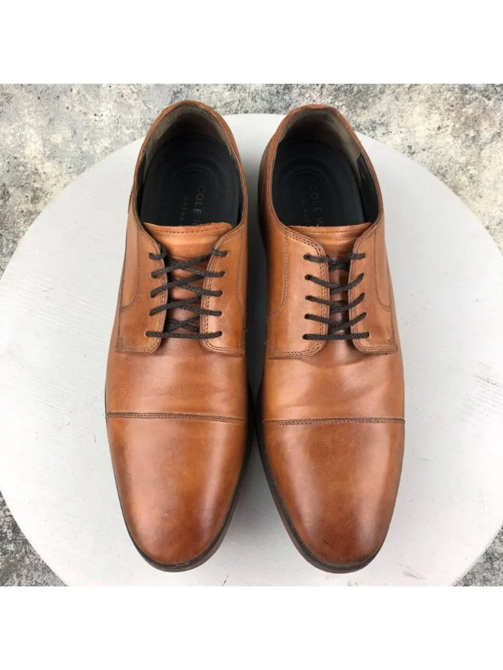 Cole Haan Men's Size 13W Grand.OS Cap Toe Brown Leather Oxfords Dress Shoes